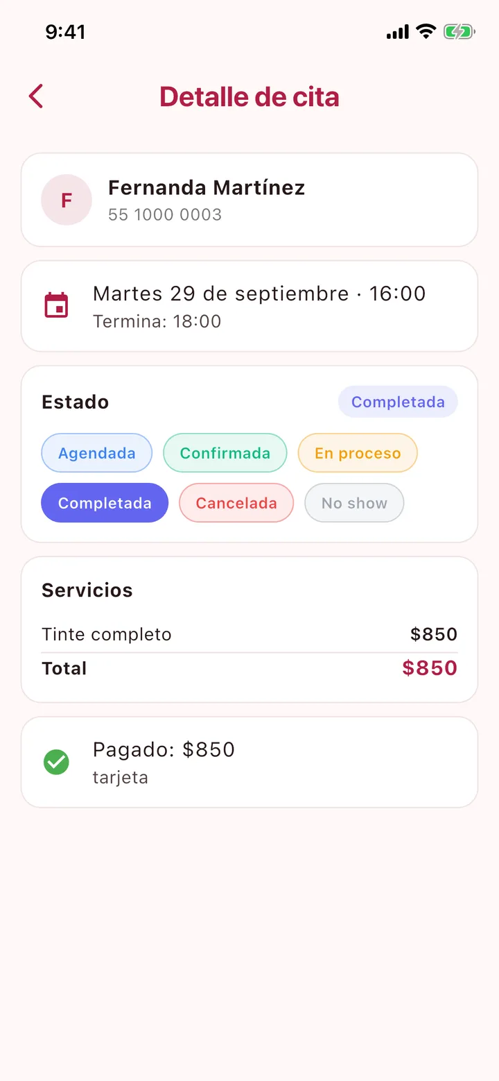 Cita pagada y completada