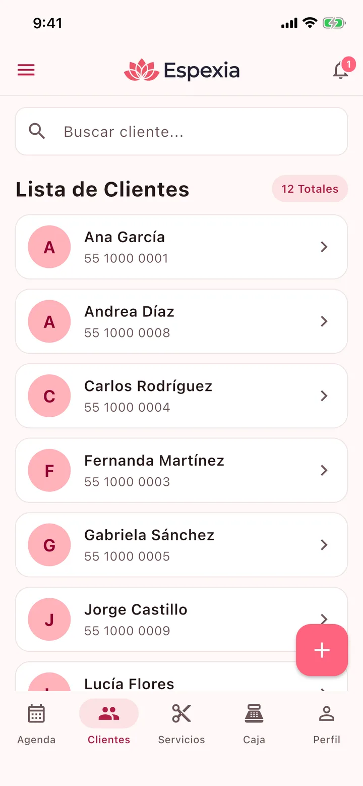 Lista de clientas con buscador